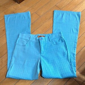 BOUGAST | 70s Pants Style, Wide Leg Pants Women blue textured